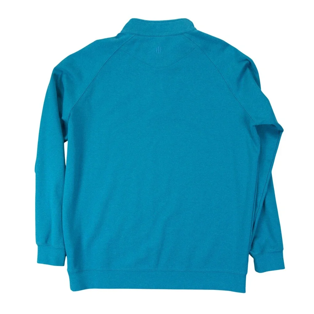 Holderness & Bourne Mens L Teal 1/4 Zip Pullover Tailored Fit Cotton Stretch‎